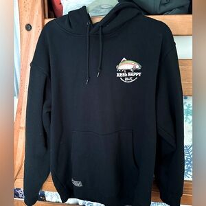 Reel Happy Trout Stack Black Pullover Hoodie - Large